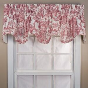 🆕 3 Left! | A.L. Ellis | Red Victoria Toile Curtain Valance Shabby Chic